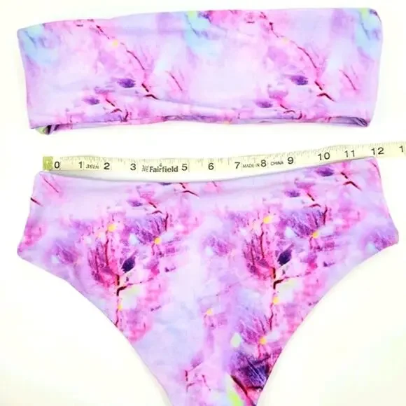 Zaful bandeau tie dye style bikini sz 4 - Picture 3 of 7